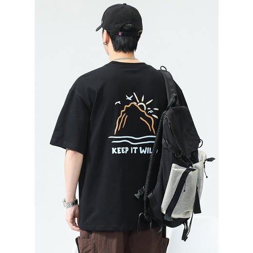 红览 男装夏季新款街头潮流印花圆领T恤男短袖5ZF-XZ6220 商品图3