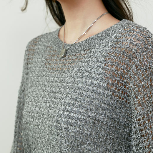 【商场同款】诗凡黎镂空套头毛衣2025夏新款圆领上衣女3G4230581 商品图3