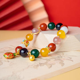 抬头见喜彩虹琉璃手串