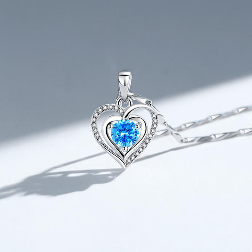 Winy999银心恋之蓝项链配证书送女友闺蜜节日礼物 商品图2