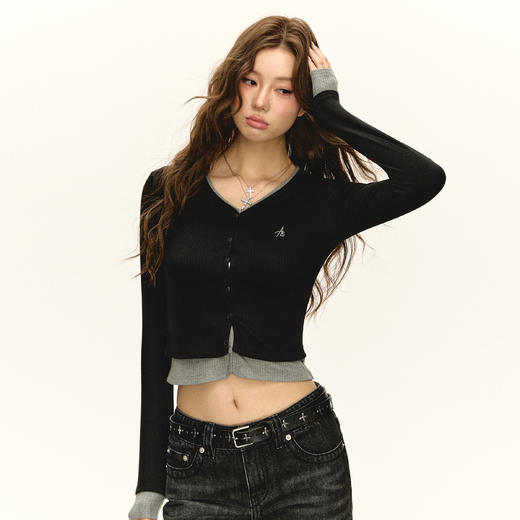 Ariseism 美式复古针织衫女2025春季新款内搭打底修身上衣 商品图1