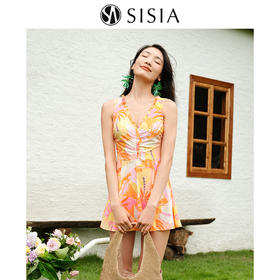 sisia2024新款泳衣女性感显瘦高级感绝美泡温泉度假裙式连体泳衣