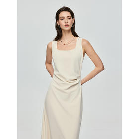 棉仓363616035-初棉立体压褶设计显瘦气质背心连衣裙