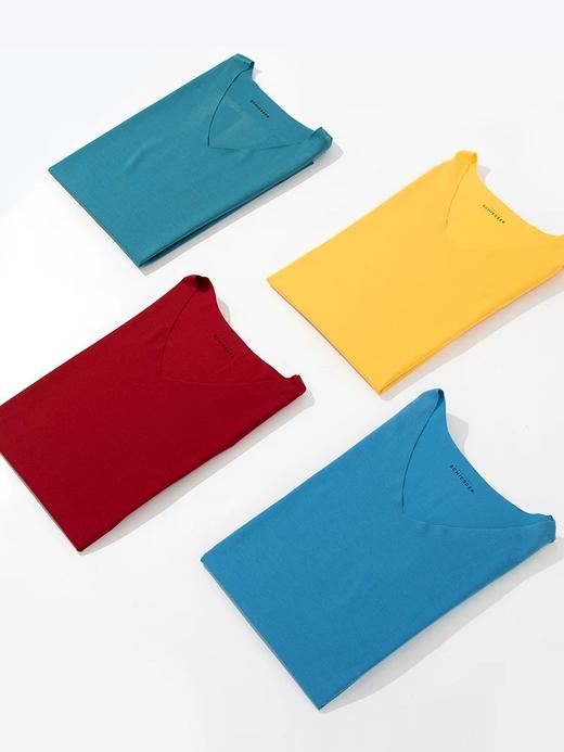 SCHIESSER/舒雅铂雅男士高端海岛棉V领短袖上衣(随型裁)95/0354M 商品图2