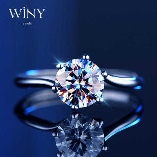 Winy925银情定三生莫桑钻戒配证书送女友闺蜜节日礼物 商品图1