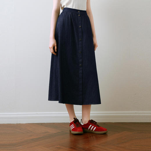 【商场同款】诗凡黎原色牛仔半身裙25夏新款A字薄款腰裙3G4240091 商品图0