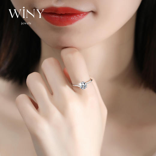 Winy925银情定三生莫桑钻戒配证书送女友闺蜜节日礼物 商品图5