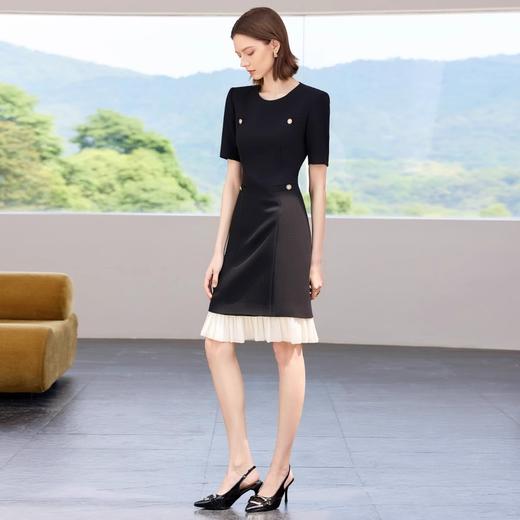 IWY/黑色小香风连衣裙女夏季新款高级感职业装气质女神范短袖正装Q1387 商品图3