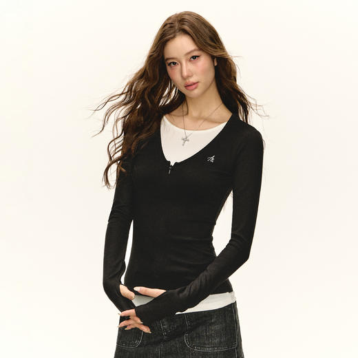 Ariseism 美式复古长袖T恤女春季新款修身上衣 商品图2