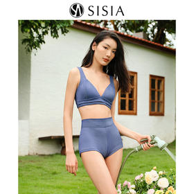 sisia2024新款泳衣女分体性感v领高腰显瘦活力牛仔女孩温泉比基尼SWB24-04A