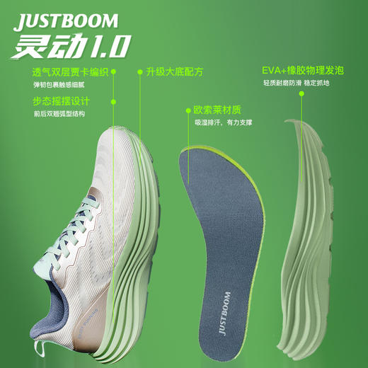 【训练 慢跑 体测 通勤 休闲 徒步 运动】JUSTBOOM嘉适步厚底增高网面透气跑步运动鞋 商品图1