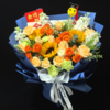 【高考加油】新鲜鲜花 高考花束-暖葵祈愿（向日葵3枝+香槟玫瑰13枝+紫罗兰4枝+ 配草）可备注送货时间 商品缩略图1