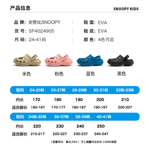 【秒杀】SNOOPY史努比童鞋儿童拖鞋男女童夏季新款防滑耐磨中大童家居凉拖洞洞鞋24-40 商品图8