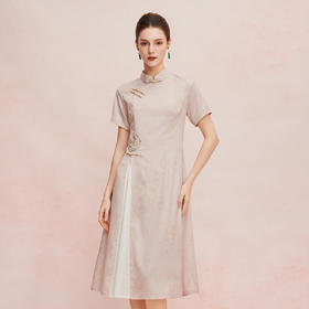 QF8A9斯尔丽25新款高开叉精致刺绣流苏提花印花显瘦连衣裙