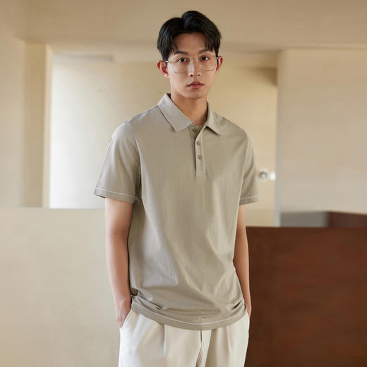 GXG男装夏季时尚简约男士纽扣款翻领短袖Polo衫K&C 商品图6