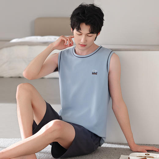雀说 男士睡衣夏季莫代尔薄款无袖背心家居服 商品图9