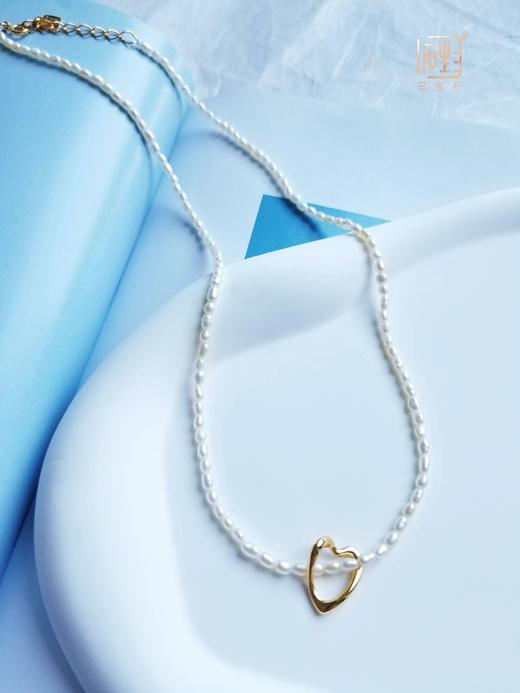 天然米珍珠爱心项链 商品图0