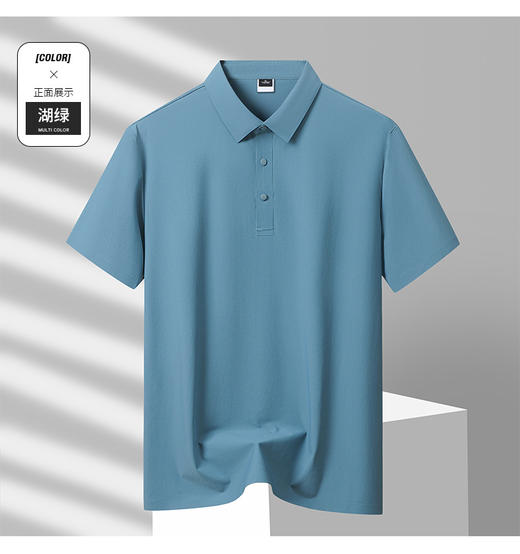 红览 夏季新款无痕纯色高端短袖速干透气冰丝T恤男士商务Polo衫5ZF-12357 商品图6