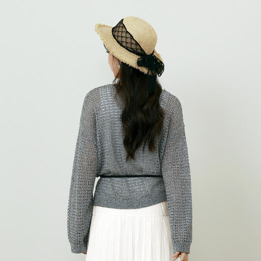 【商场同款】诗凡黎镂空套头毛衣2025夏新款圆领上衣女3G4230581 商品图4