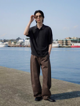 Evistub/E-5XCK487/剪裁扭骨弯刀长裤男夏