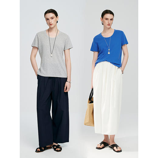 棉仓363635023-初棉亚麻棉鹅蛋领短袖针织衫 商品图4