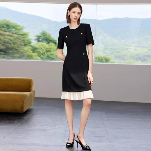 IWY/黑色小香风连衣裙女夏季新款高级感职业装气质女神范短袖正装Q1387 商品图1