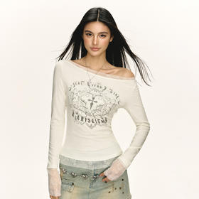 Ariseism 美式复古长袖T恤女春季新款修身上衣