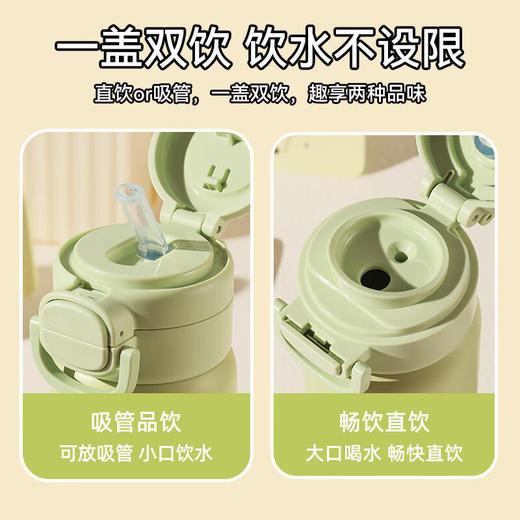 杯具熊双饮大容量陶瓷内胆盛开双饮保温杯便携吸管杯伴手礼水杯550ml 商品图3