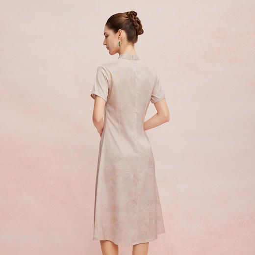 QF8A9斯尔丽25新款高开叉精致刺绣流苏提花印花显瘦连衣裙 商品图1