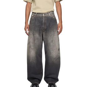Acne Studios 2025春夏新品 男士2023M做旧复古宽松阔腿牛仔裤黑色 B00396