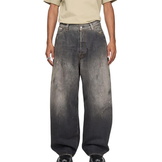 Acne Studios 2025春夏新品 男士2023M做旧复古宽松阔腿牛仔裤黑色 B00396 商品图0