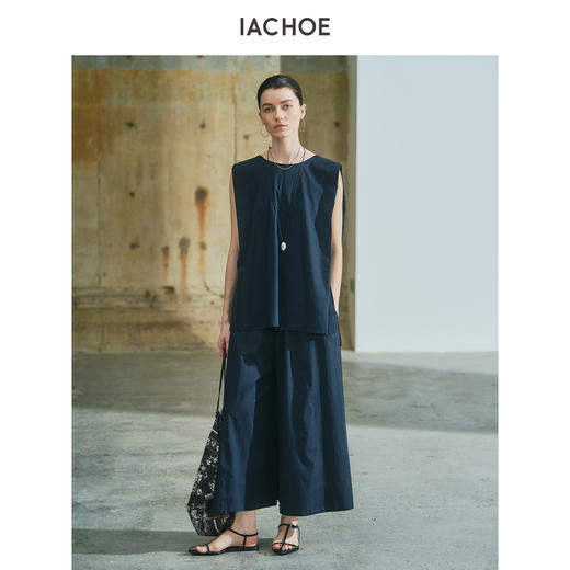 棉仓3631504002-IACHOE进口天丝棉混纺无袖背心衬衫 商品图1