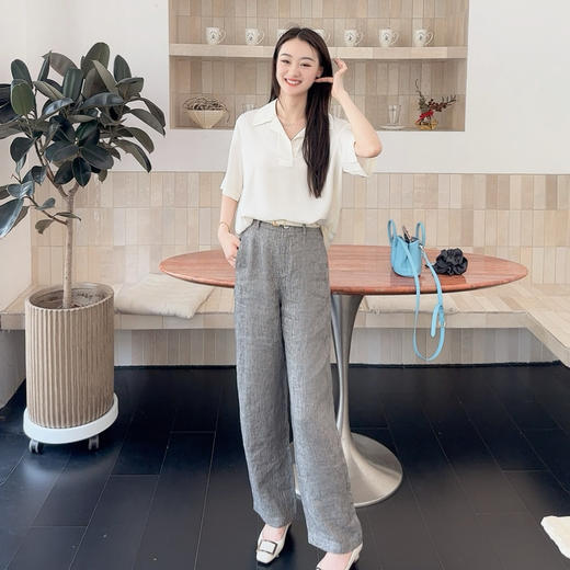 火桐hooton高定系列 智性格雷 比利时色织花纱亚麻月亮裤88056/88997 商品图4