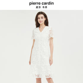 皮尔卡丹女装高级感圆领修身短袖连衣裙