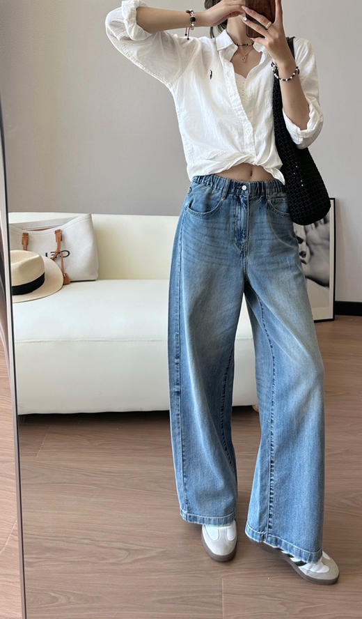 原单JNBY天丝牛仔阔腿裤060406 商品图9