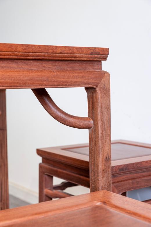 红桥红  家具严选  缅甸花梨(大果紫檀）  【60 马蹄腿霸王枨 小方桌 四件套】 商品图4