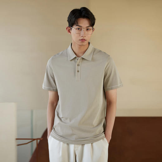 GXG男装夏季时尚简约男士纽扣款翻领短袖Polo衫K&C 商品图5