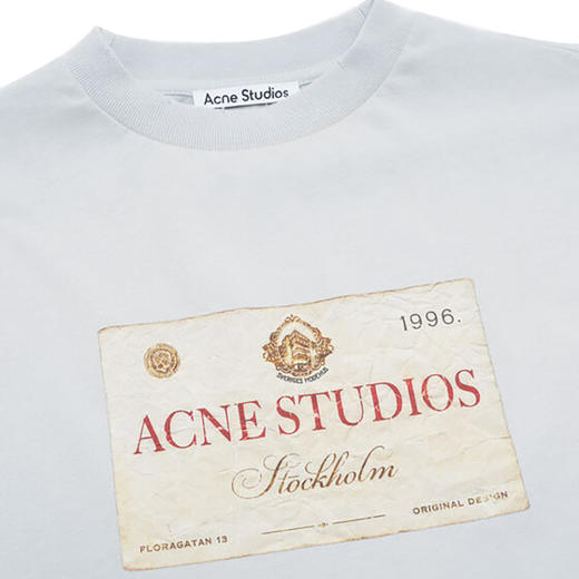 Acne Studios 2025春夏新品 男女同款宽松徽标印花做旧假两件长袖T恤 浅灰色 CL0322 商品图6