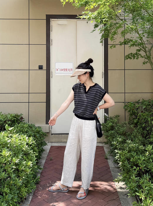 夏nest--日系凉风100%亚麻-小直筒微锥裤【包邮+三天无理由退huan】 商品图4