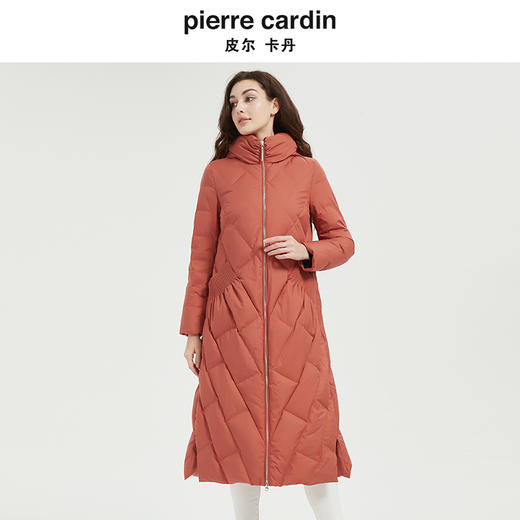 皮尔卡丹女装新款时尚简约通勤连帽长款羽绒服 商品图1