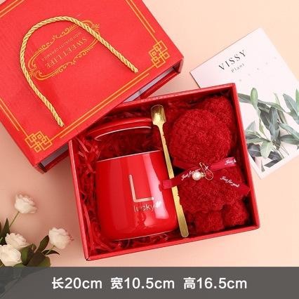 陶瓷马克杯礼盒装北欧风小熊毛巾杯陶瓷杯婚礼伴手礼套装活动礼品 商品图3