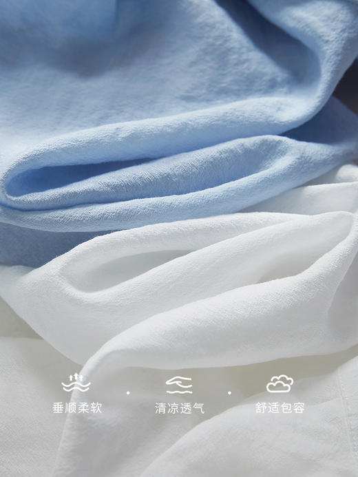 【五折购】熙世界轻国风刺绣醋酸衬衫女2025夏装新款泡泡袖新中式衬衣上衣 商品图3