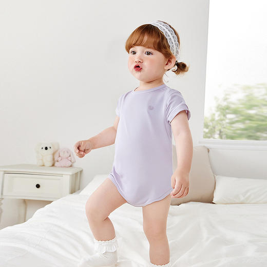 迷你巴拉新生婴儿爬服透气无痕不闷汗宝宝天丝莫代尔三角衣 商品图2