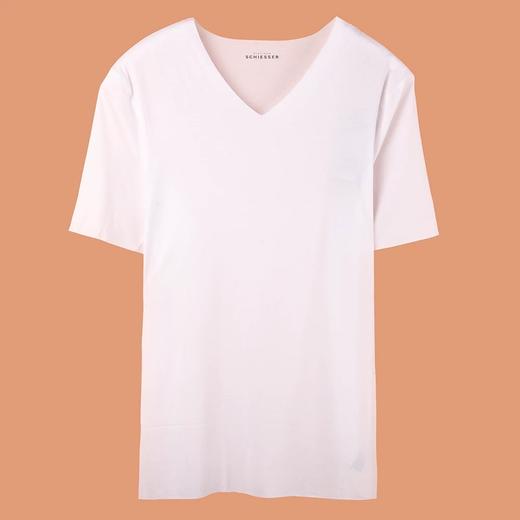 SCHIESSER/舒雅铂雅男士高端海岛棉V领短袖上衣(随型裁)95/0354M 商品图4