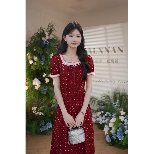 鹿向南「托卡艳阳」法式波点甜美连衣裙女夏季小个子设计感长裙子DYL661925 商品图1