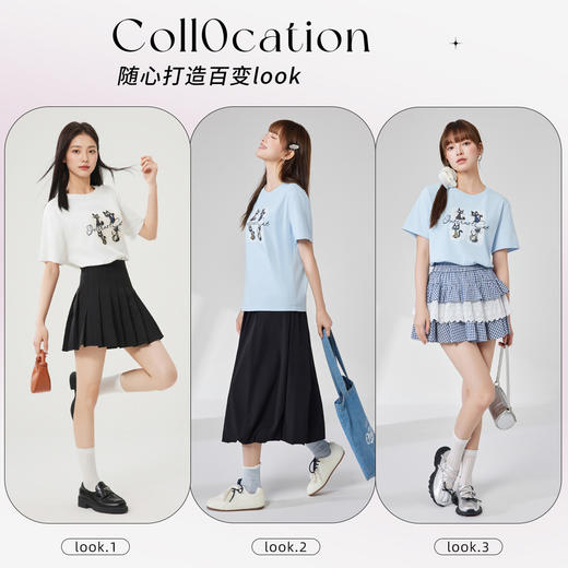 IEF/爱依服2025上衣夏季 韩版休闲通勤气质小众猫咪印花T恤B0268-X- 商品图2