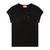 DIESEL 2025春夏新品 女士镂空大LOGO修身短袖T恤 黑色 A062680AFAA9XXA 商品缩略图0
