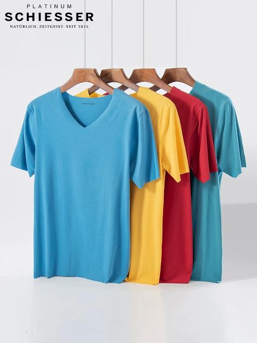 SCHIESSER/舒雅铂雅男士高端海岛棉V领短袖上衣(随型裁)95/0354M 商品图0