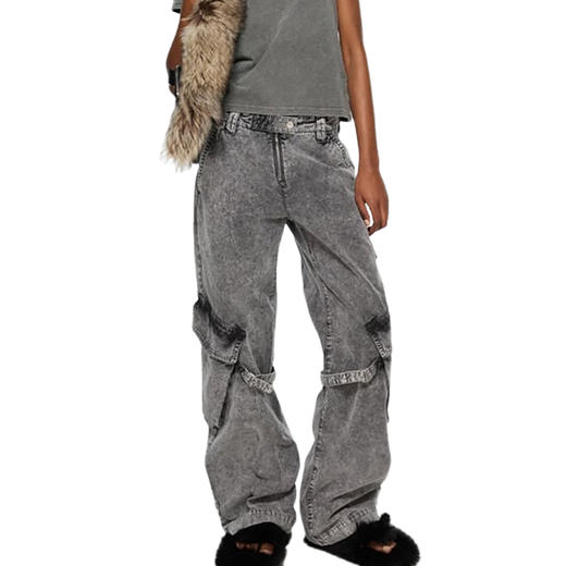 Acne Studios 2025春夏新品 女士复古做旧直筒工装牛仔裤 烟灰色 AK0866 商品图1