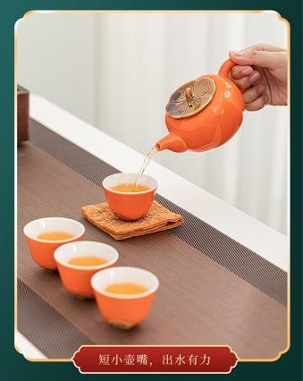 柿柿如意一壶4杯1柿子罐陶瓷茶具精美礼品工艺陶瓷柿子性价比高 商品图2